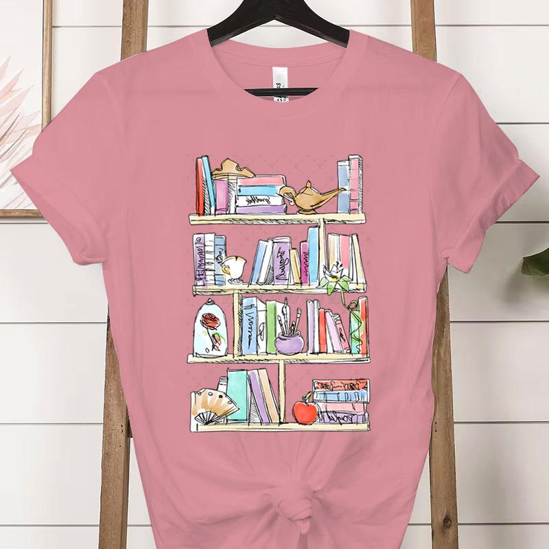 Retro Comfort Funny Reading Tshirts Gift for Book Lover Short Sleeve Tshirt Retro Bookworm Soft Tee Women Bookish Casual Tops