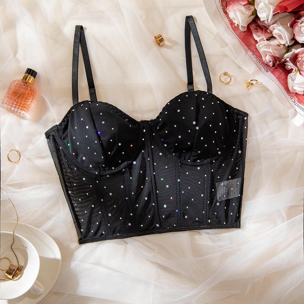 Flitrovaný korzetový top s kosticemi, sexy do nočního klubu