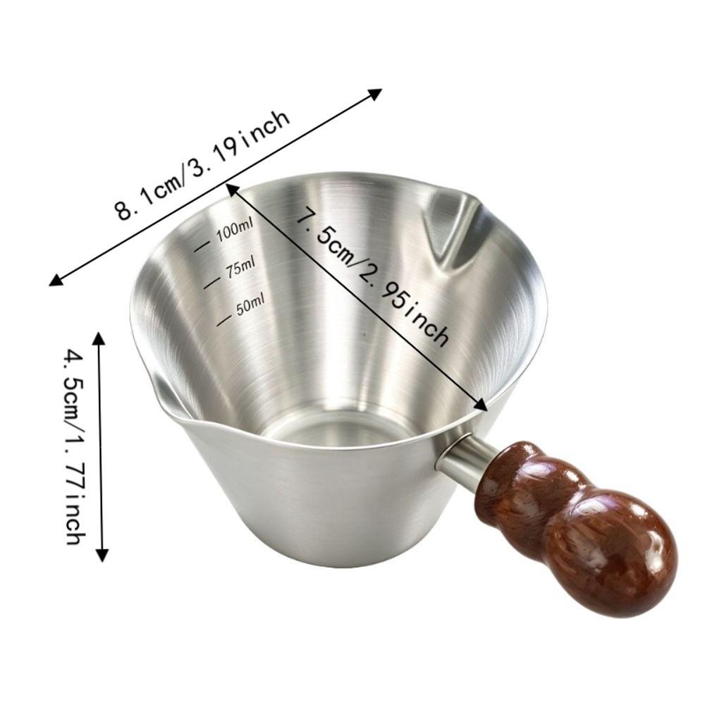 304 Stainless Steel Espresso Measuring Cup Double Spouts Coffee Extraction Cup Coffee Catch