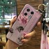Protective Flower Phone Case For Tecno Spark30 Pro 4G/KL7 Kickstand Dirt-resistant Phone Holder Wrist Strap Back Cover