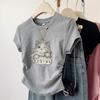 Top da donna estivo 2024 dimagrante nero in cotone a maniche corte