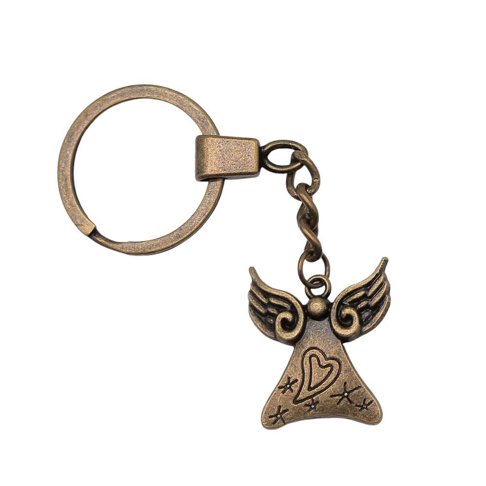 Filigree Angel Pendant Keychain Religious Spiritual Key Holder 30mm Ring