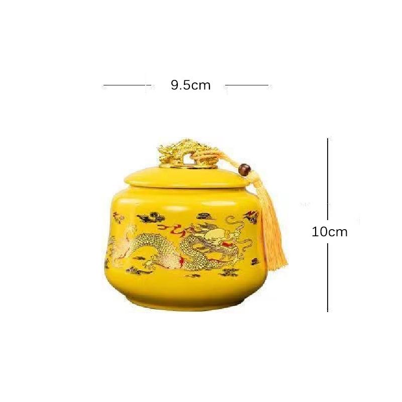 

Ceramic Yellow Storage Jar Huang Jinlong Sealed Candy Snack Fruit Box Household Storage Container Multifunctional Ceramic Jar