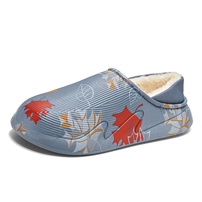 Men's bag heel stepping on shit cotton slippers winter casual home slippers velvet warm platform cotton shoes large size