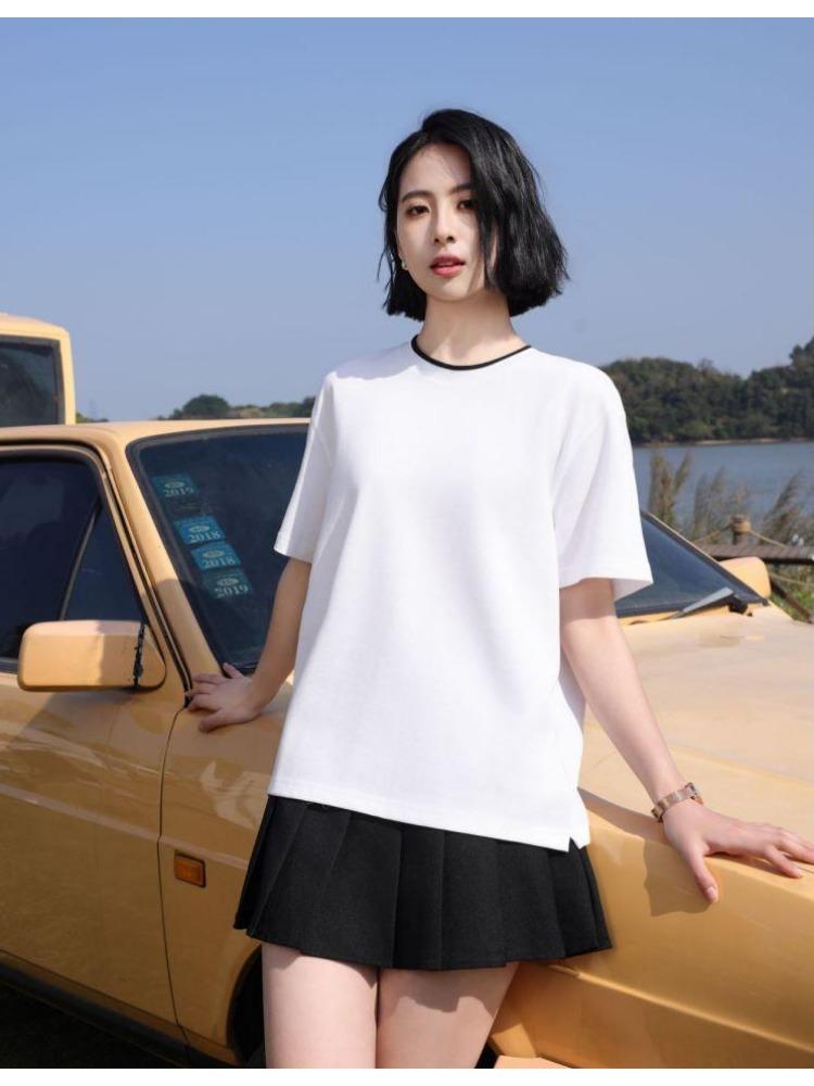 Minimalist Summer Crew Neck Tops Unisex T-shirt  Solid Color Unisex Lightweight T-shirt for Women and Men YG-247