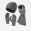 Thick Velvet Warm Windproof Three-Piece Set Big Head Circumference Knitted Hat Long Scarf Touch Screen Gloves