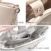 2way Pearl Handle Party Bag Wedding Large Beaded Tote Silver [PLEX] Women's