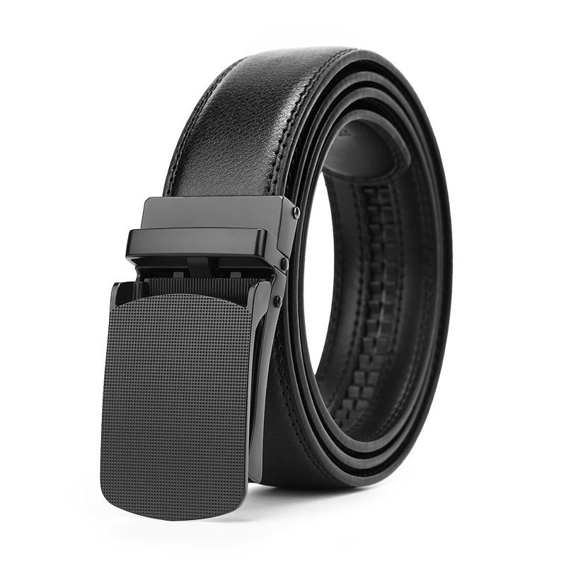 Мужской ремень Мужской кожаный ремень с автоматической пряжкой из коровьей кожи Универсальный мужской повседневный деловой ремень 110cm