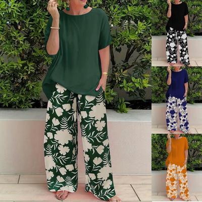 Women's Summer Fashion: Loose Printed Pants & Casual Top Two-piece Set