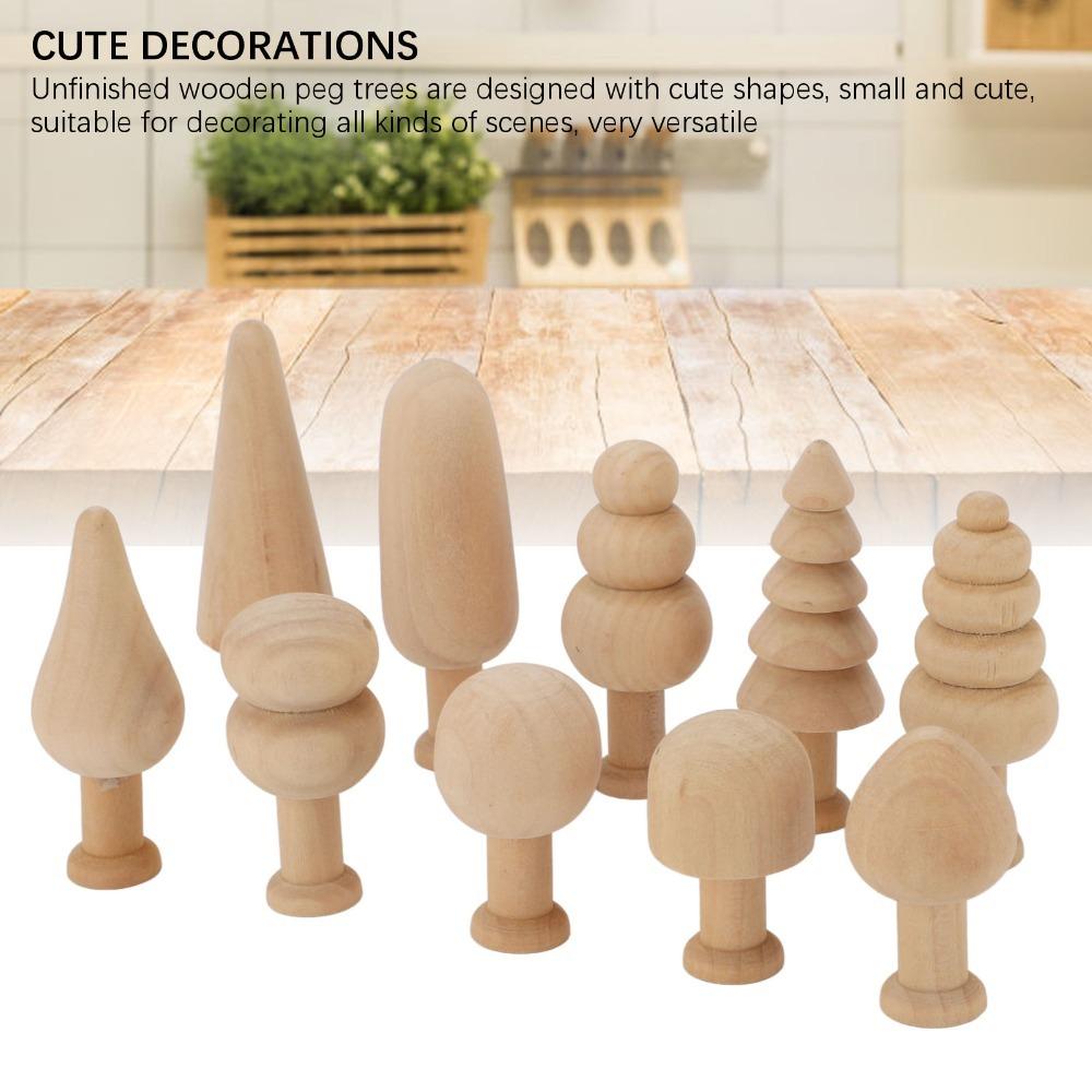 20 Pcs 25mm Blank Wooden Peg Trees Smooth Edges Mini Wooden Pendants Home Holiday Decoration