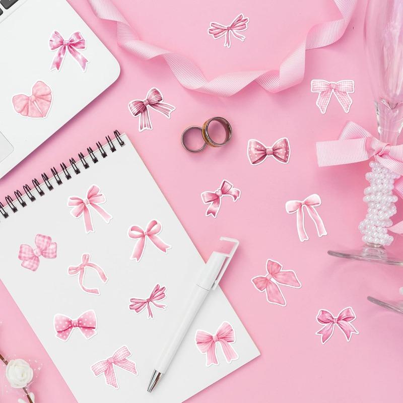 500 Blatt pro Rolle - Rosa Schleifen-Siegelaufkleber - Niedliche Geschenkkarton-Glückwunschaufkleber - Dekorationsmaterialien für Verpackung und Dekoration - Aufkleber