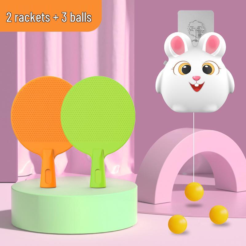 Children's Hanging Table Tennis Trainer: Indoor Interactive Exercise Toy for Hand-Eye Coordination with Suspended Ball Racket.