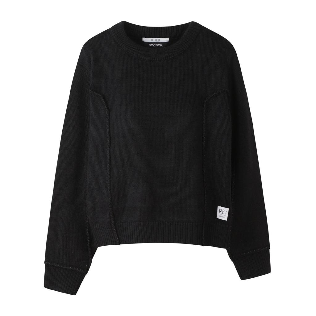 RECODE Raw Edged Detail Knit Top_R0Waw23107Bkx