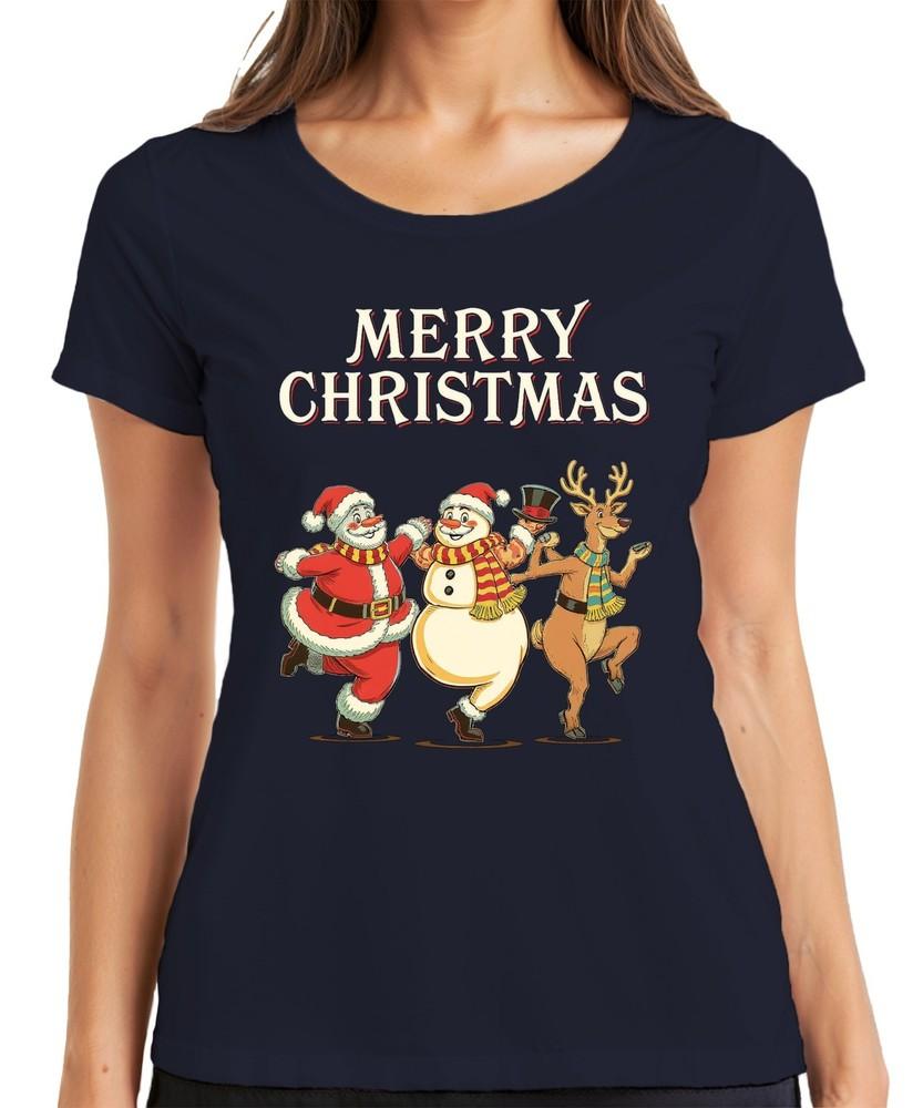 Merry Christmas Santa Claus Snowunisex Reindeer Dancing Vintage Unisexs Tshirt S