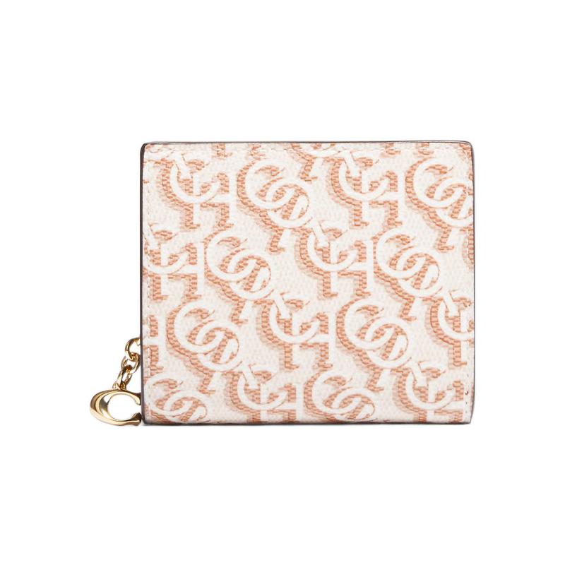 

COACH Snap Wallet 11 Classic Presbyopia Folded Canvas and Leather Wallet Women s Chalk White білий