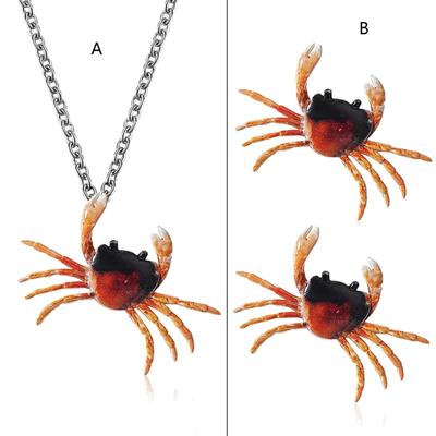 Acrylic Earring Necklace Cute Crab Pendant Clavicle Chain Earring Animal Jewelry Gift Crab Dangle Earrings Lady Jewelry