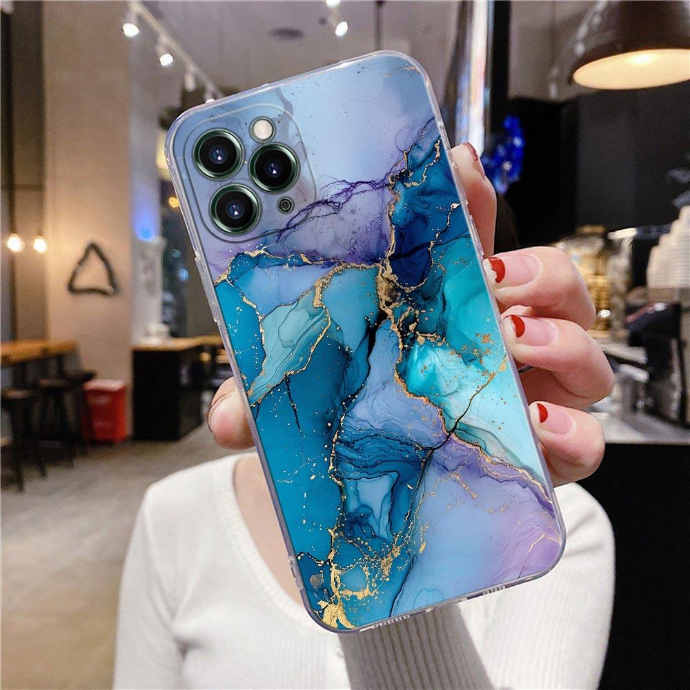 Flowing Color Marble Pattern Clear Case For iPhone 16 15 14 13 12 11 Pro Max Mini Xs XR X 7 8 Plus Cover For Iphone 16 Pro Case