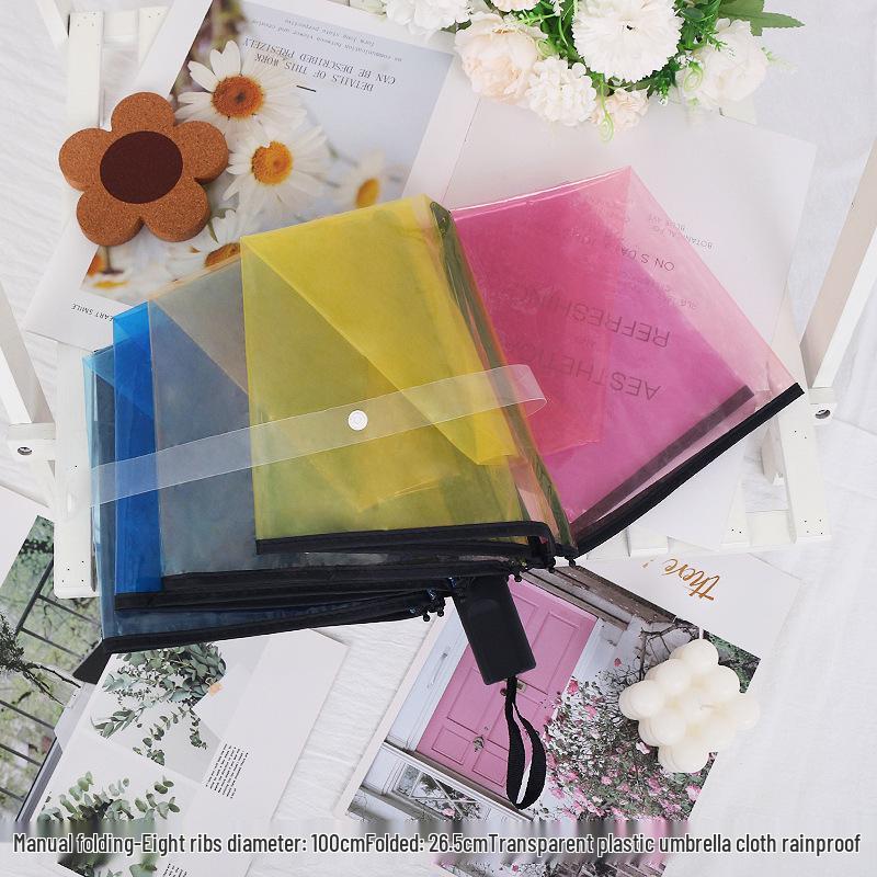 Japanese Forest Style Transparent Cherry Blossom Umbrella with Arched Long Handle for Students