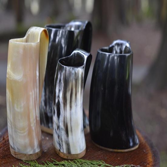 Set of 4 Drinking Horn Mug Tankard OX Horn Mugs Beautiful Gift for Gentlemen Your Lovers, Christmas, New Year, Wedding Gift
