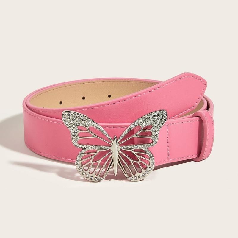 Trendy Millennial Punk Metal Buckle Butterfly Belt In Elegant Silver And Various Hues