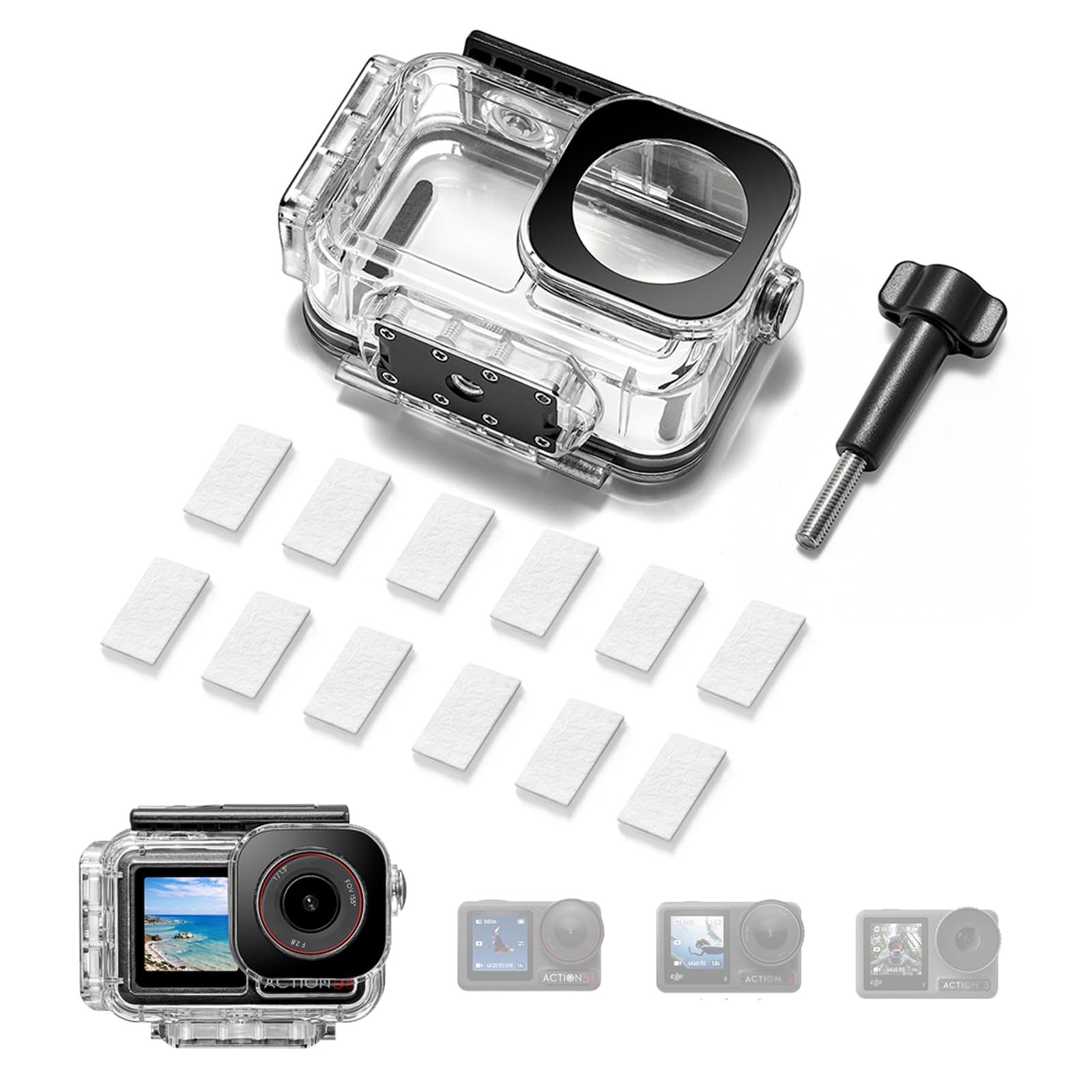 

Waterproof Case for DJI Action 5 Diving Diving Protective 60m Drop Scratch Sports Camera Highly Transparent Design with 12 Perfect for DJI Action 5