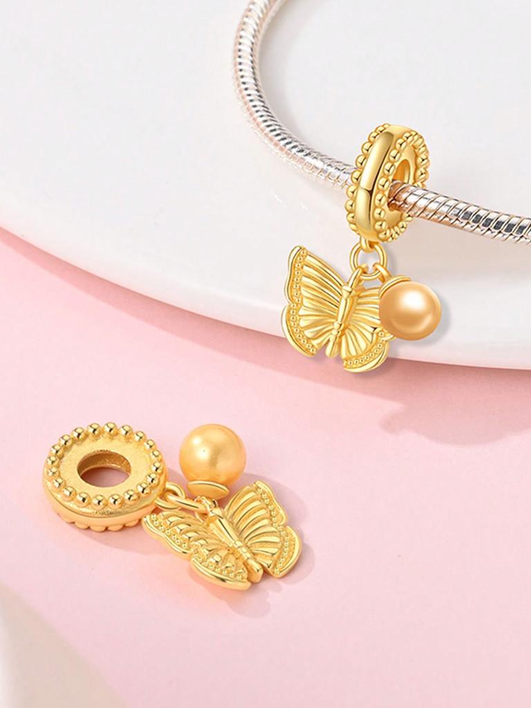 Charms Plata Colorful Butterflies Beads Charm Copper Plated Fit Charms Copperoriginal Bracelet For Jewelry Making Diy Charm