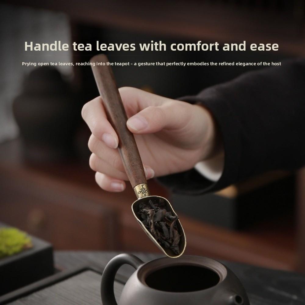 Retro Teaspoon Solid Wood Handle Coffee Scoops Durable Tea Spoon KongFu Tea Ceremony