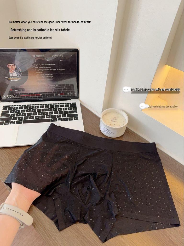 10A Antibacterial Gypsophila Ice Silk Men's Boxer Briefs - 50g Transparent Floating Mask