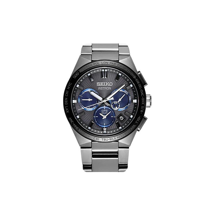 SEIKO ASTRON Solar Quartz Movement Titanium Strap Watch Men's Watches Black Dial SSH119J1