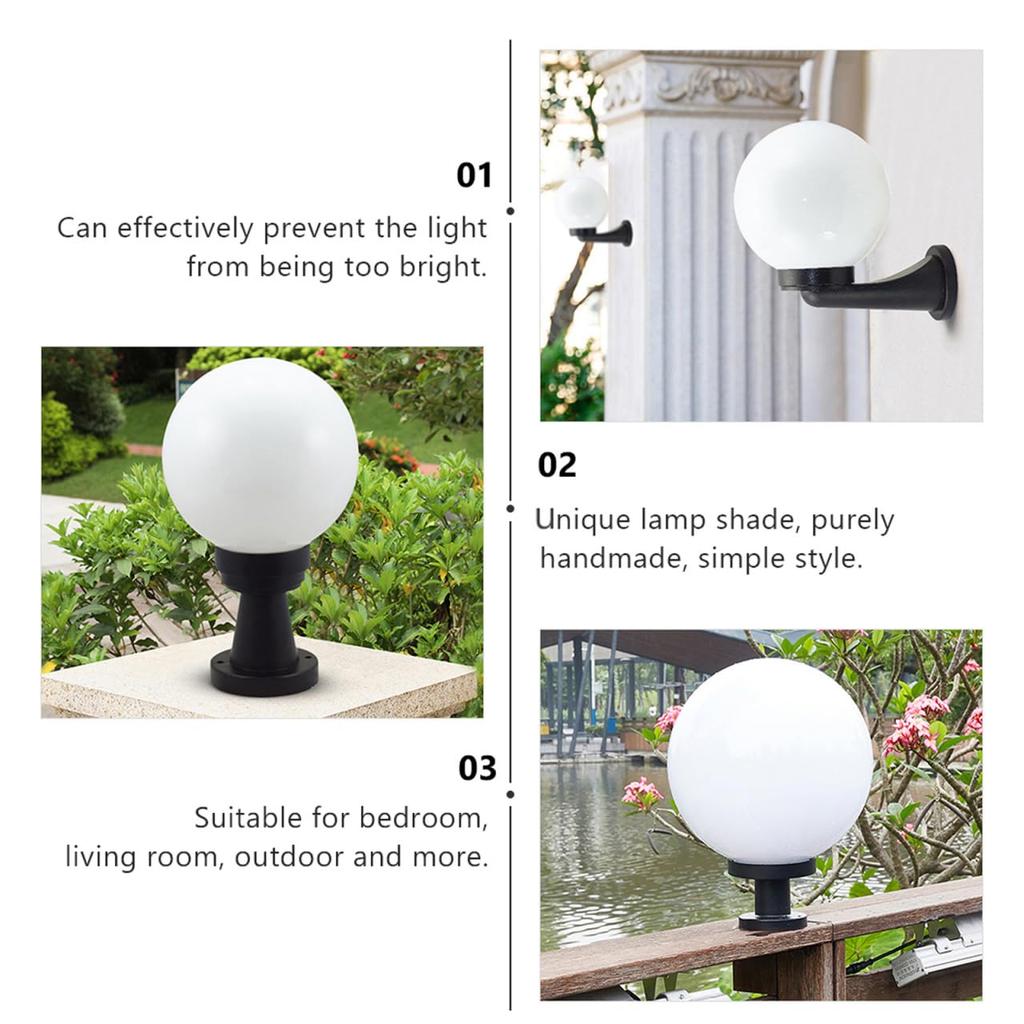 PRETYZOOM Bathroom Lampshade Replacement, Acrylic, 8cm Inner Diameter, Round Lamp Cover, Ball Shape, for Wall-Mounted Lampshades, White, for Outdoor