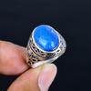 Doublet Opal Gemstone Ring for Men Silver Color Filigree Band Punk Gothic Style Statement Jewelry Anniversary Gift