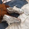 Leather flat bottom silver women's new fashion shoes outdoor hiking casual shoes single shoes