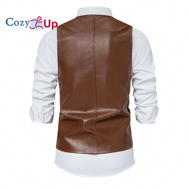 Vestă de motocicletă cu un singur piept pentru bărbați Cozy Up, vintage, cu decolteu în V