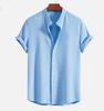 Men's Casual Fashion Loose Solid Color Men's Striped Short-sleeved Shirt
