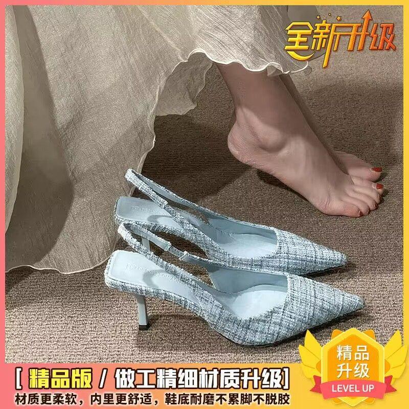Size 35-43, Large Size Women's Shoes Internet Celebrity Design Sense High Heels Female Middle Heel Fairy Sandals 41 Bag Head French Shoes