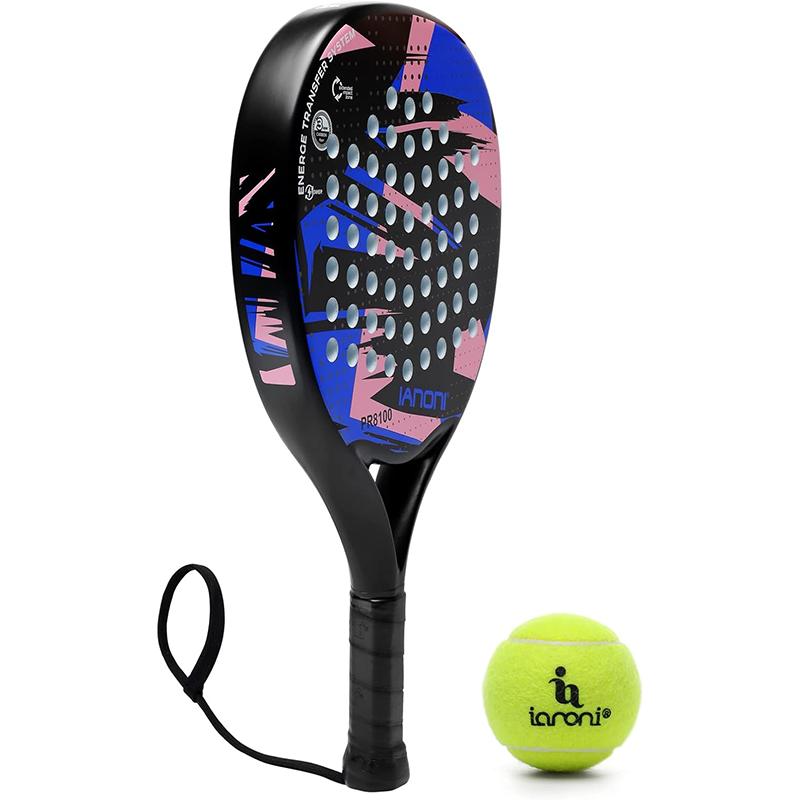IANONI 8100BLUE Padel Racket Carbon Fiber Surface with EVA Memory Flex Foam Core Padel Tennis Racquets Lightweight
