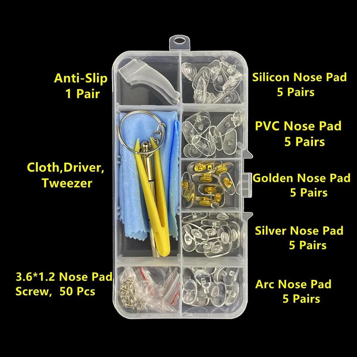 

Набор инструментов для замены и ремонта носоупоров очков с отверткой, пинцетом и заушниками