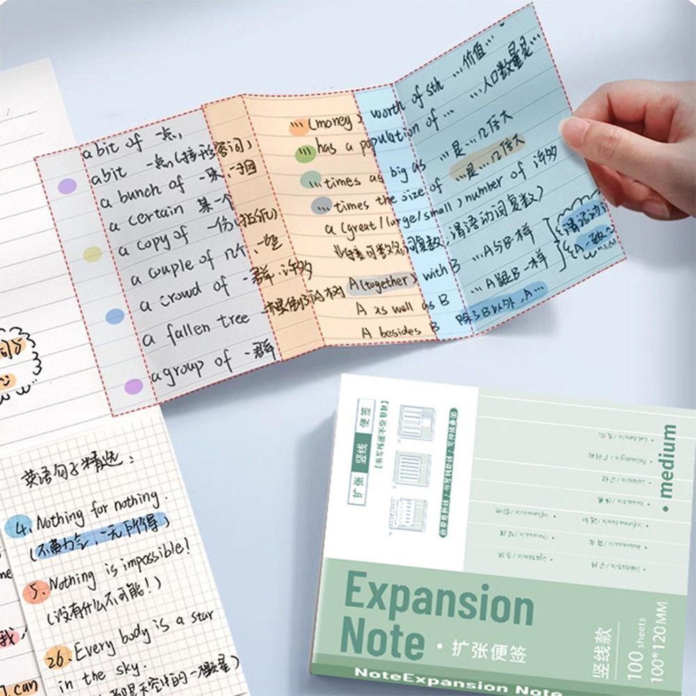 100PCS/Set Multifunctional Self-Adhesive Expansion Sticky Notes Extensible Sticky Memo Pads Tearable Sticky Labels Sticker Gift