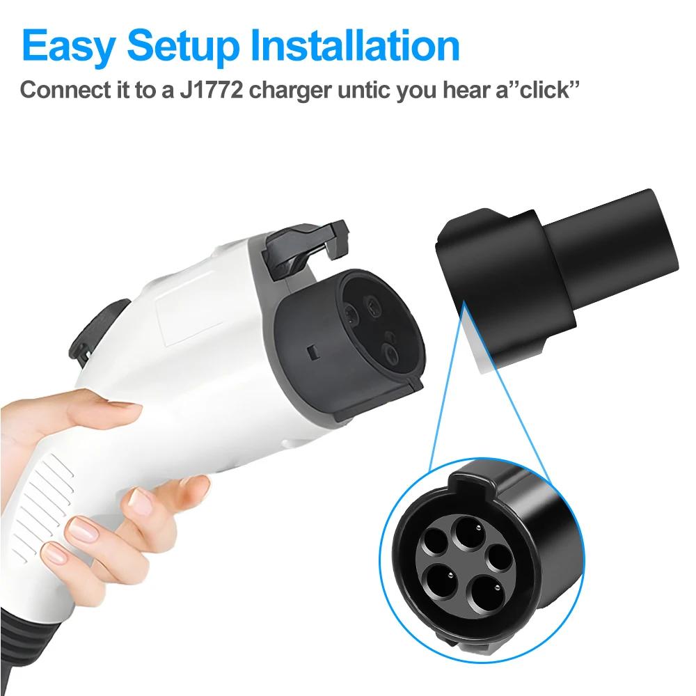 EV Adapter Type1 J1772 To For Tesla EV Charger Adapter Latch For Model 3 /S/Y/X Electric Vehicle Cars Charging Converters