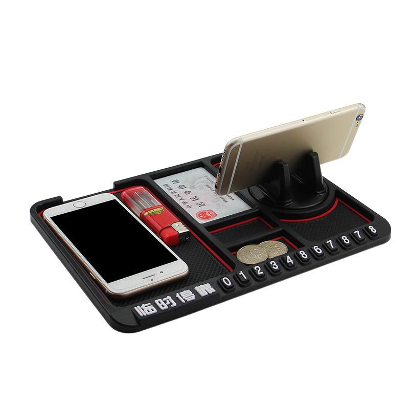 Car Multi-Function Phone Holder & Non-Slip Mat with Creative License Plate Storage (4-in-1)