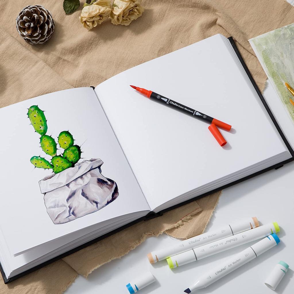 Ohuhu Bloc de Dibujo Mixto 78 200gsm Medio Acrílico y Acuarela Adecuado para Niños y Acuarela de Colores y Regalo de Navidad Bloc de Dibujo,