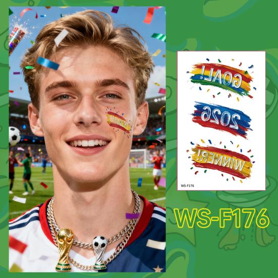 Wasserdichte Tattoo-Aufkleber Schweißfeste Temporäre Tattoos für Club-Events Partys Fußballfans Make-up Gesichtskleber