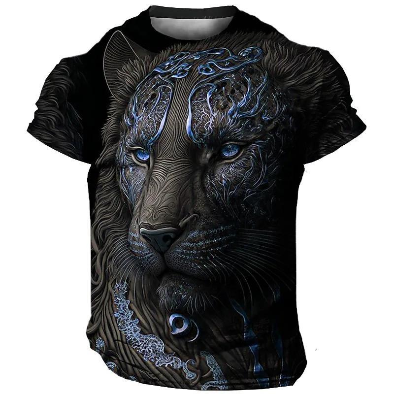 Men's Bold Tiger 3D Printed T-shirt - Breathable Polyester Fiber, Comfortable Short Sleeve