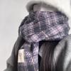 Korean-Style Plaid Winter Scarf: Women's Thick Cashmere-Like Shawl for Warmth and Style