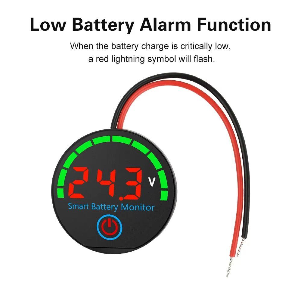 Round Smart Battery Monitor DC 7-55V Battery Tester Professional LED Battery Level Indicator
