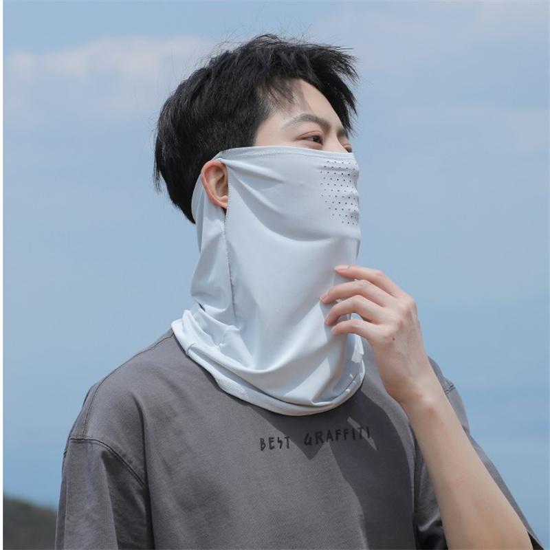 Ice Silk Sunscreen Face Mask With Ear Hooks - Unisex Summer Cycling Face Cover, Breathable Uv Shield For Face And Neck