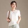 RAIN.CUN Women's High-Elastic Round Neck Short Sleeve T-shirt
