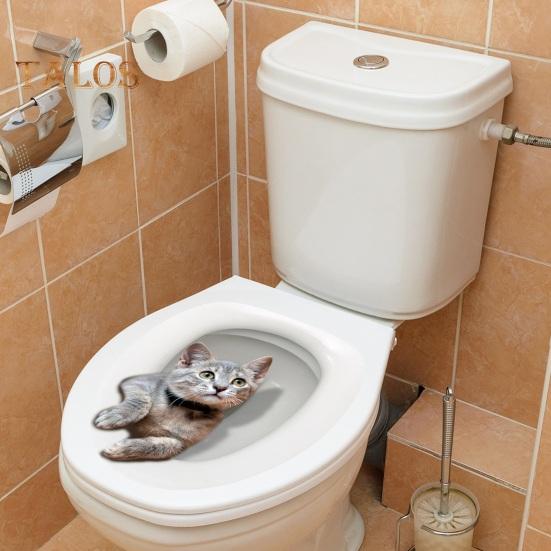 Adesivo per sedile WC a forma di gatto, grazioso cappello di Natale, copriwater per porta del bagno, decalcomania decorativa, adesivi natalizi rimovibili per bagno, bagno, 29 x 29 cm