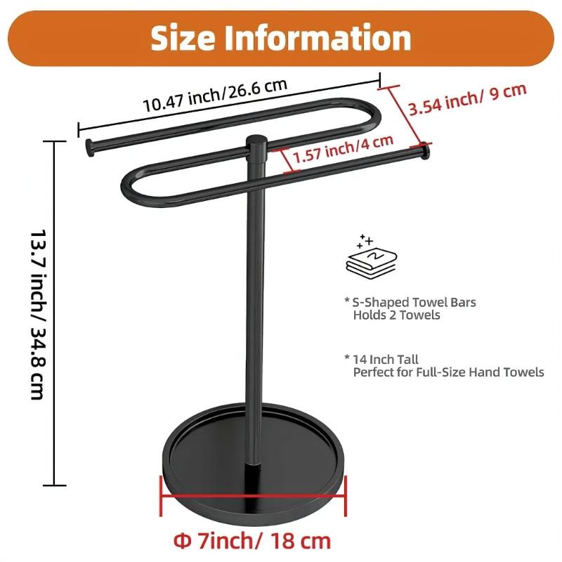 Metal Towel Holder S-Shape Hand Towel Stand with NonSlip Base Space Saving for Bathroom and Kitchen Simple Installation HX6C