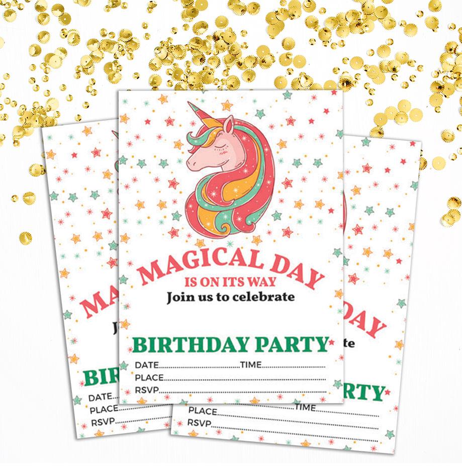 Darling Souvenir White Birthday Invitation Card Printable Elegant Fill or Write In Blank Party Invites 28 Pcs 5 X 7